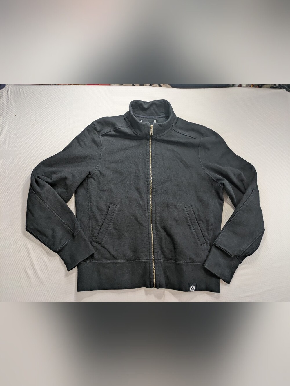 American Giant Moto Sweatshirt Mens Large Black Full Zip Heavyweight Cotton